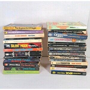 Vtg Horror & Sci-Fi (25) Book Lot Asimov Heinlein Bradley Clarke Foster + More